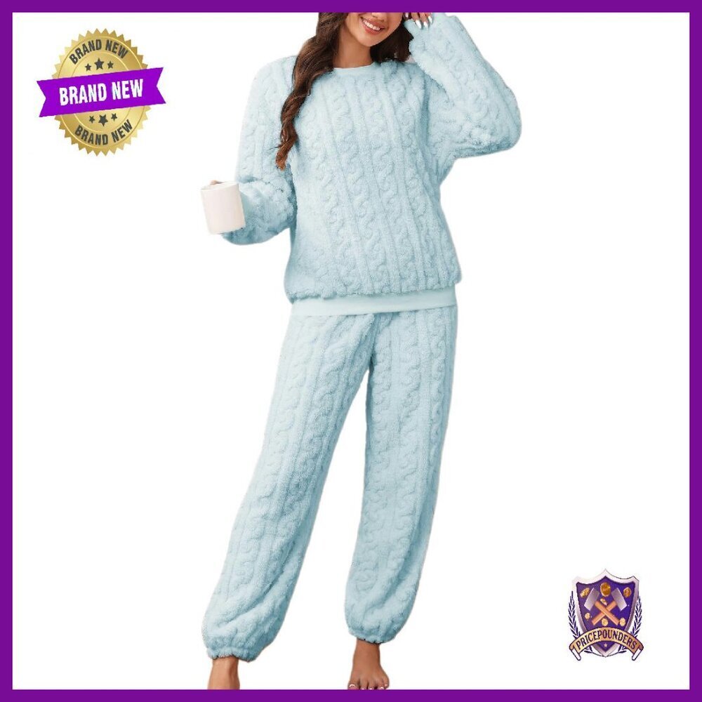 Women's Fleece Pajama Set Soft Plush Lounge Sleepwear S-XL